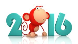 Monkey and 2016 on white background